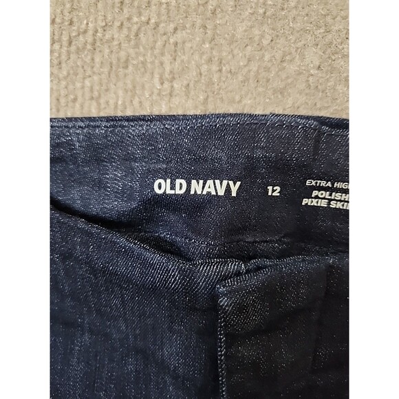 Old Navy Polished Pixie Skinny Ankle Jeans Womens 12 Blue Dark Wash Stretch NEW - Picture 8 of 11